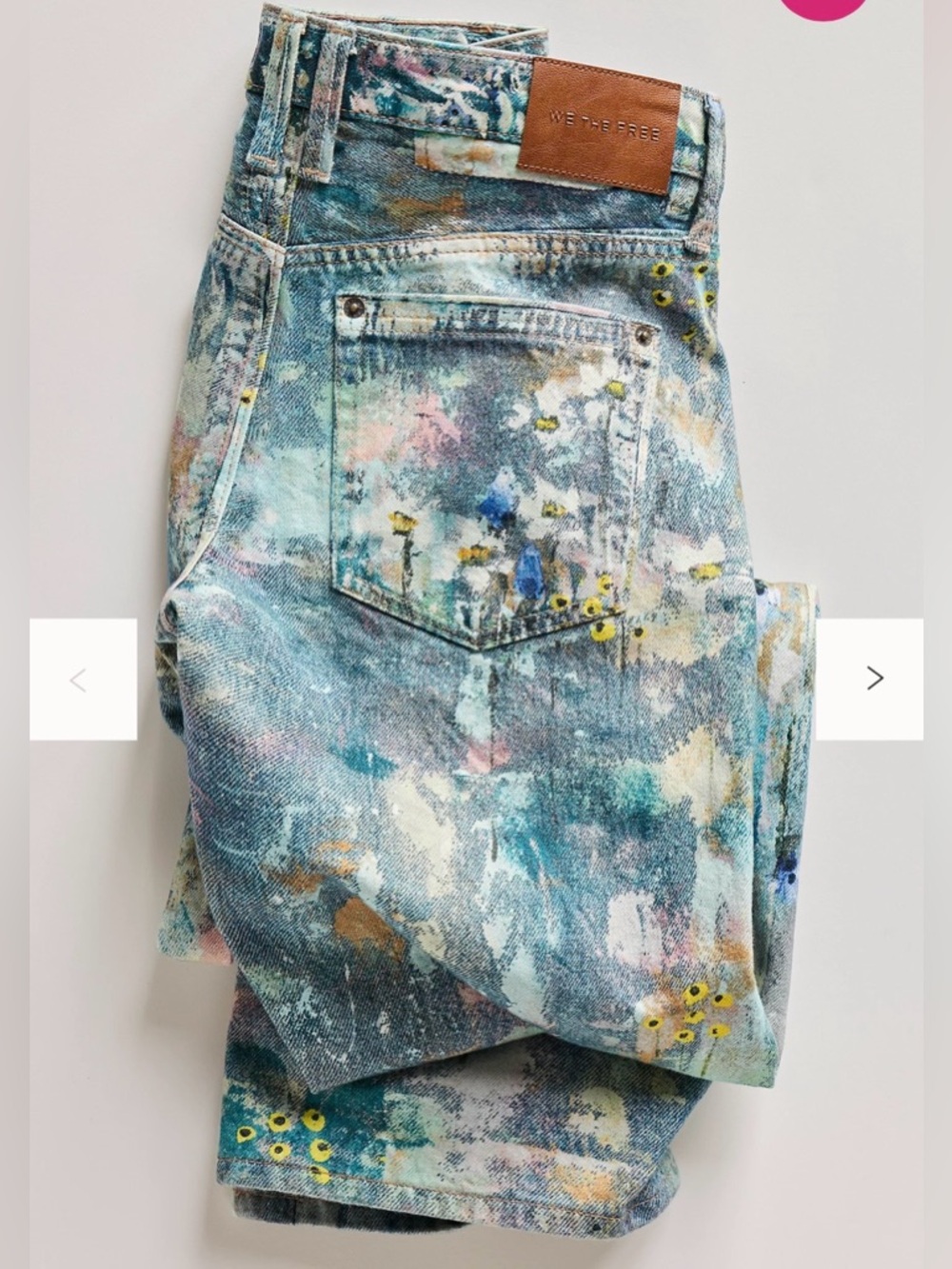 Free People Jeans Womens 27 Blue Floral Tennessee Low-Rise Jeans straight leg